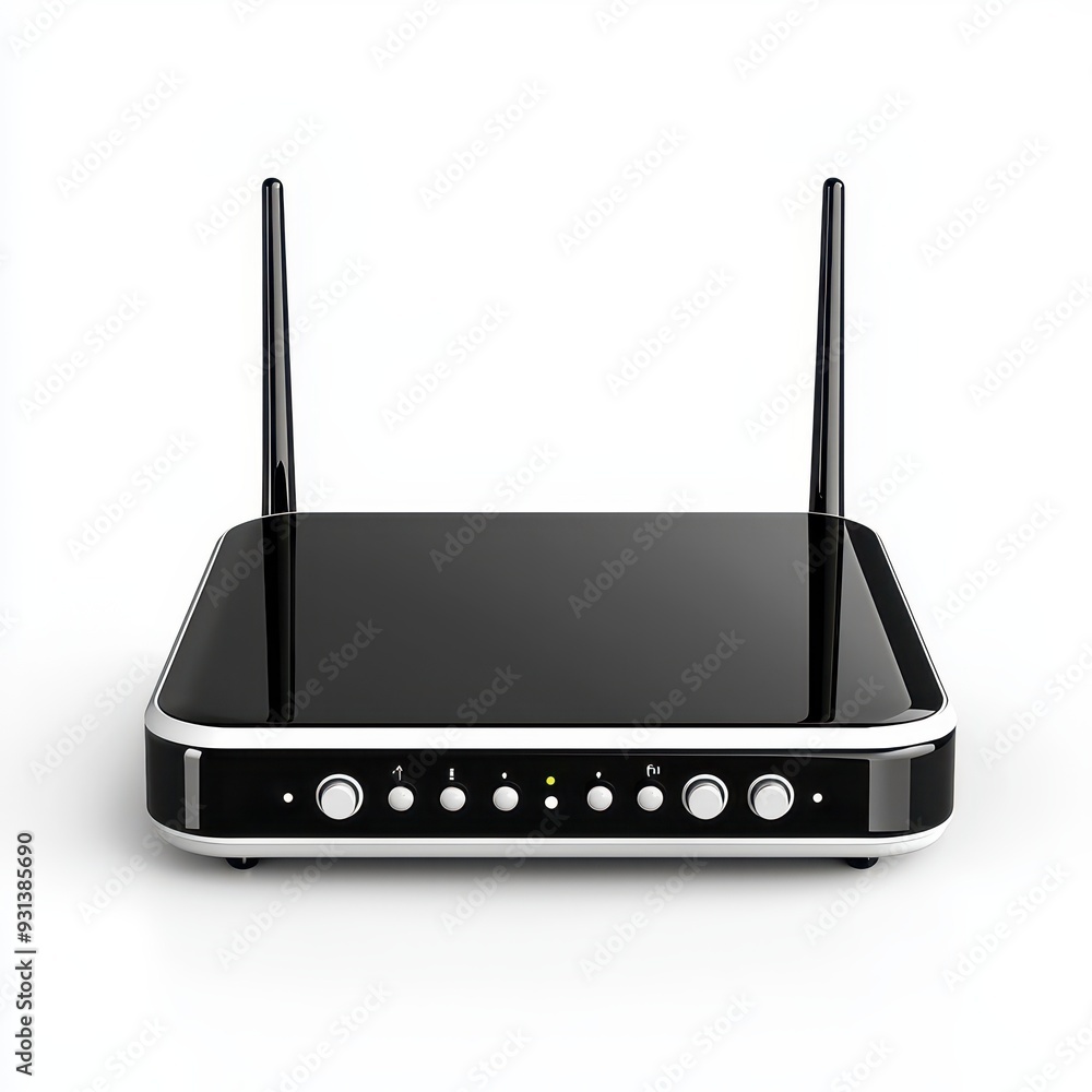 Black and white Wi-Fi internet router device Black and white Wi-Fi internet router device