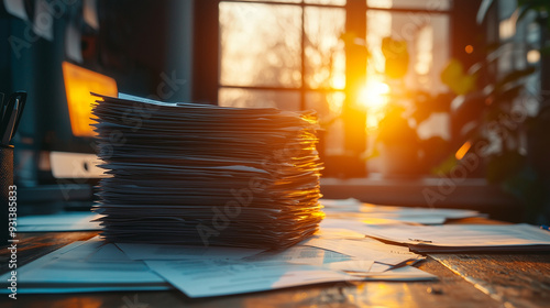 stack of paperwork, work hard concept photo