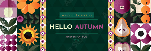 Autumn banner. Template for printing, advertising, design of seasonal projects. Bright autumn illustration.