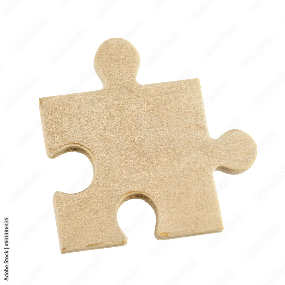 Obraz premium One wooden puzzle piece standing alone against a clear background, great for any design needs
