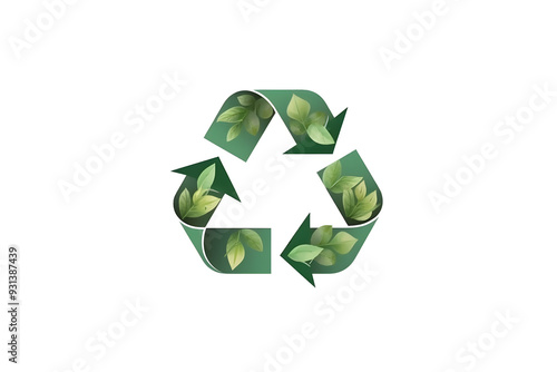 Sustainable Recycling Symbol in Icon Style on White Background