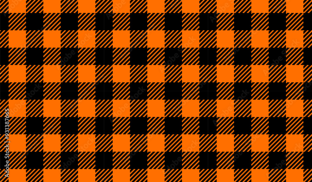 Buffalo Plaid patten horizontal background. Vector checkered Halloween black and orange plaid textured wallpaper. Traditional fabric print. Flannel plaid texture for fashion, design, autumn decor. Buffalo Plaid patten horizontal background. Vector checkered Halloween black and orange plaid textured wallpaper. Traditional fabric print. Flannel plaid texture for fashion, design, autumn decor.