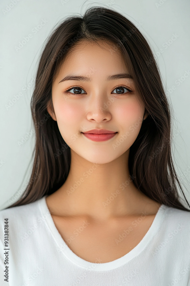 Asian woman positive smile on white background, beauty positive smile Asian woman positive smile on white background, beauty positive smile