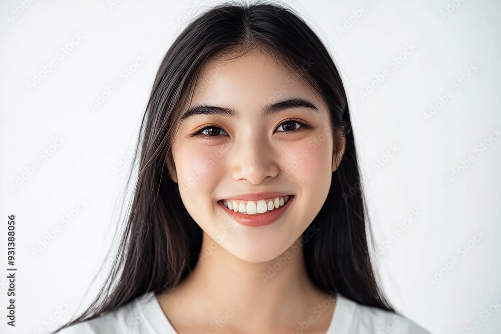 Asian woman positive smile on white background, beauty positive smile Asian woman positive smile on white background, beauty positive smile