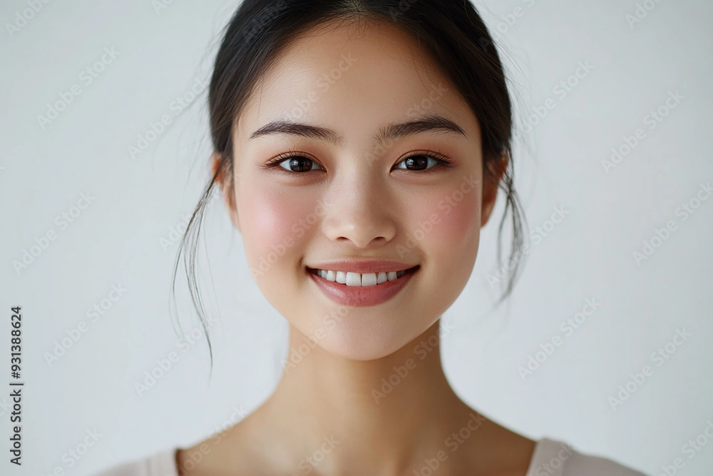 Asian woman positive smile on white background, beauty positive smile Asian woman positive smile on white background, beauty positive smile
