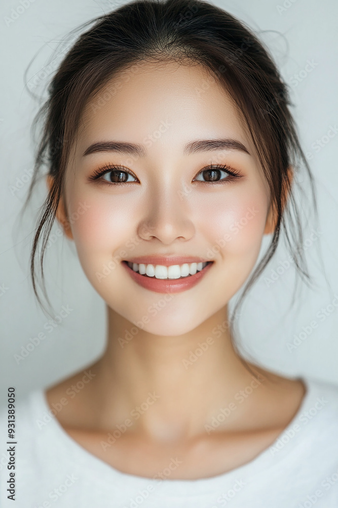 Asian woman positive smile on white background, beauty positive smile Asian woman positive smile on white background, beauty positive smile