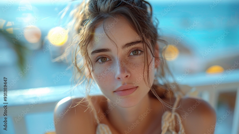 Woman sitting on the balcony with a contemplative look, reflecting on the consequences of a wild night Woman sitting on the balcony with a contemplative look, reflecting on the consequences of a wild night
