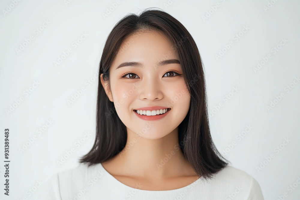 Asian woman positive smile on white background, beauty positive smile Asian woman positive smile on white background, beauty positive smile