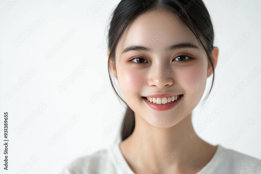 Asian woman positive smile on white background, beauty positive smile Asian woman positive smile on white background, beauty positive smile