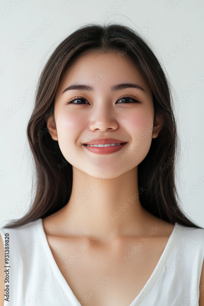 Asian woman positive smile on white background, beauty positive smile Asian woman positive smile on white background, beauty positive smile