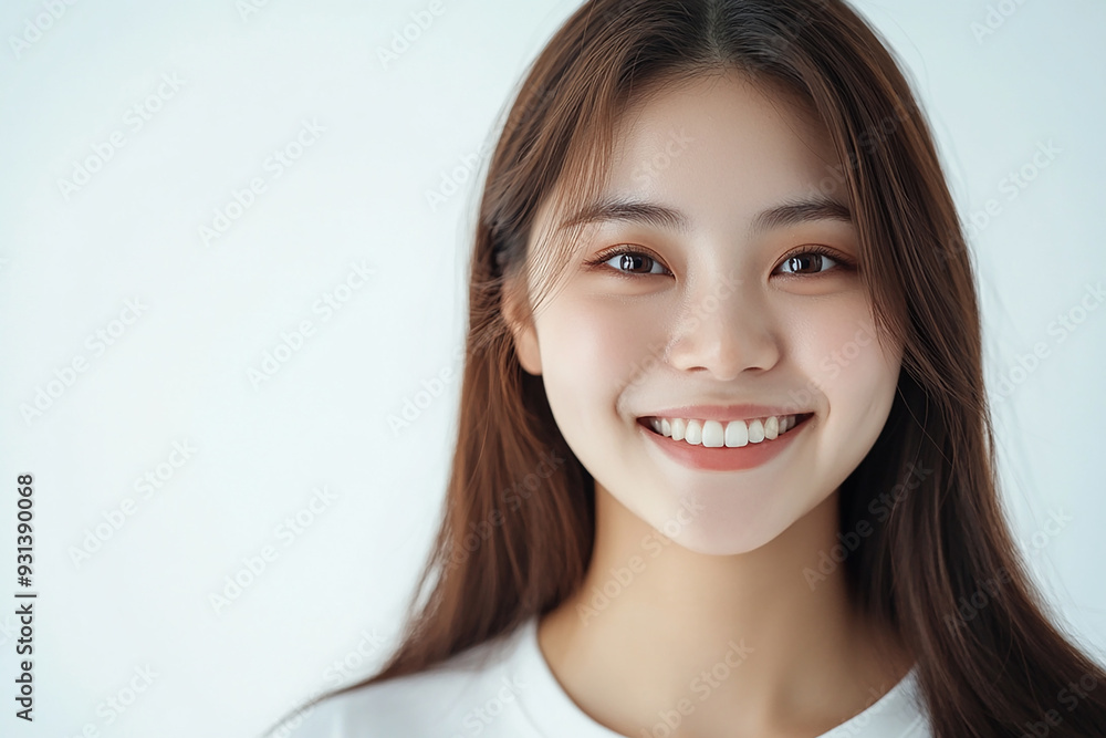 Asian woman positive smile on white background, beauty positive smile Asian woman positive smile on white background, beauty positive smile