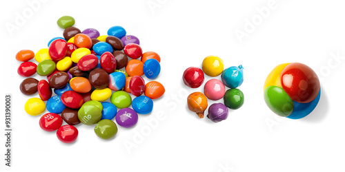 Colorful candies isolated on a transparent background