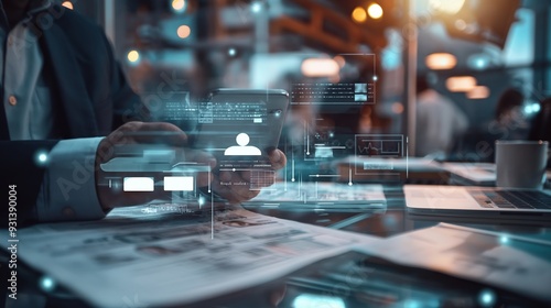 Wallpaper Mural Invoice and Digital Statements Concept,  Businessman Using Smartphone with Virtual Invoice Icons Torontodigital.ca