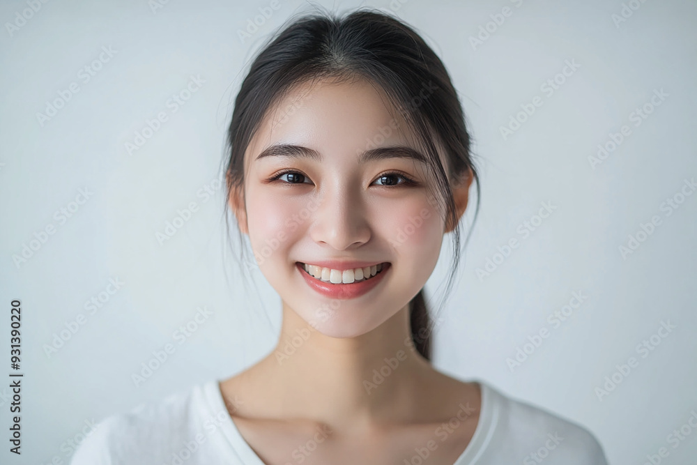 Asian woman positive smile on white background, beauty positive smile Asian woman positive smile on white background, beauty positive smile