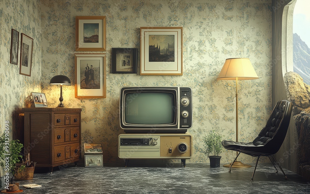 Fototapeta premium old tv in the room 