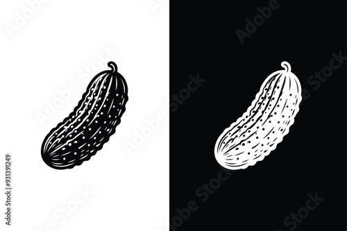 Cucumber vector illustration logo icon. cucumber silhouette on a white black background.