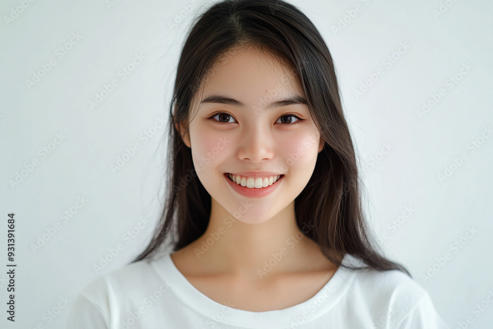 Asian woman positive smile on white background, beauty positive smile Asian woman positive smile on white background, beauty positive smile