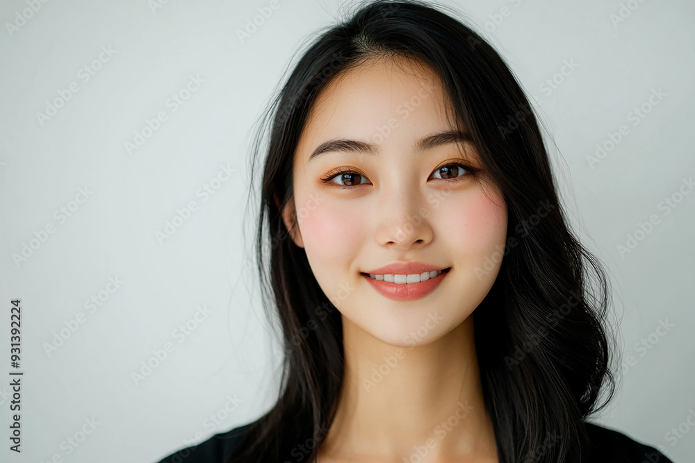 Asian woman positive smile on white background, beauty positive smile Asian woman positive smile on white background, beauty positive smile