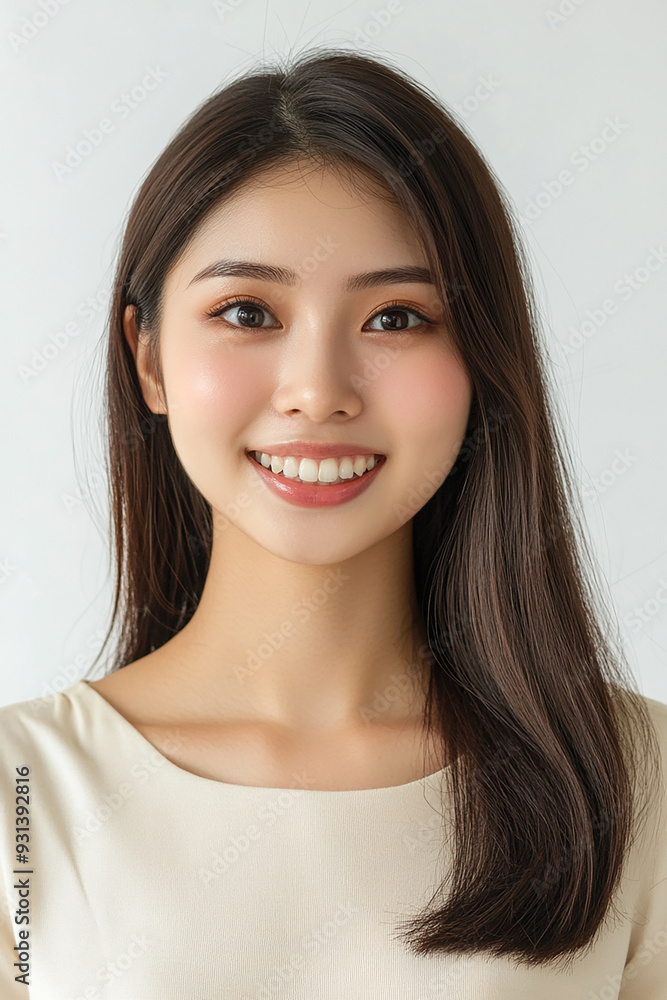 Asian woman positive smile on white background, beauty positive smile Asian woman positive smile on white background, beauty positive smile