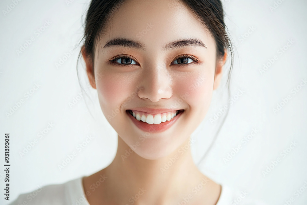Asian woman positive smile on white background, beauty positive smile Asian woman positive smile on white background, beauty positive smile