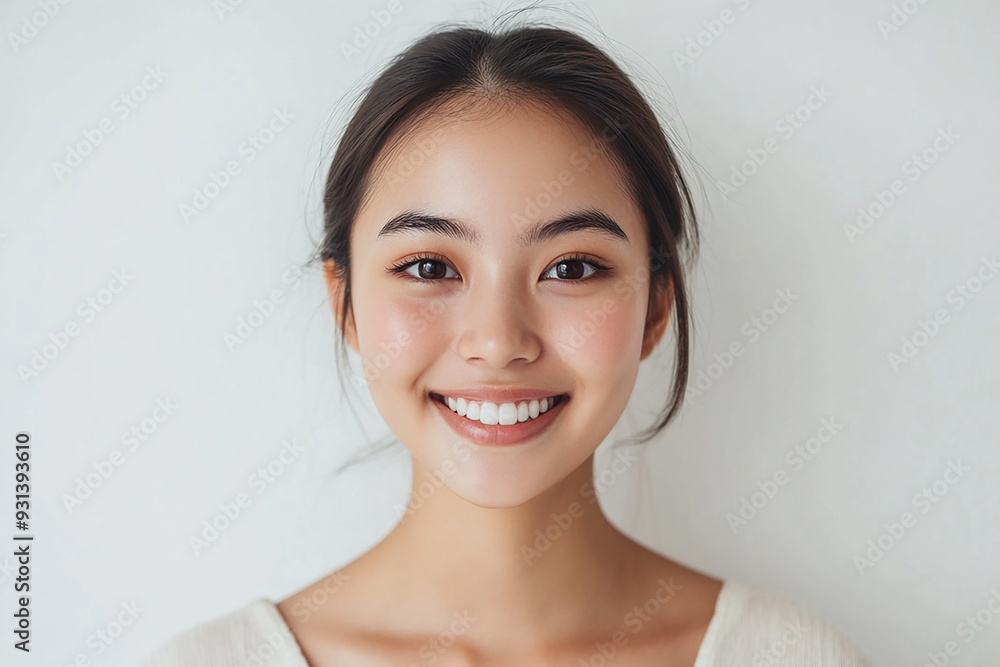 Asian woman positive smile on white background, beauty positive smile Asian woman positive smile on white background, beauty positive smile