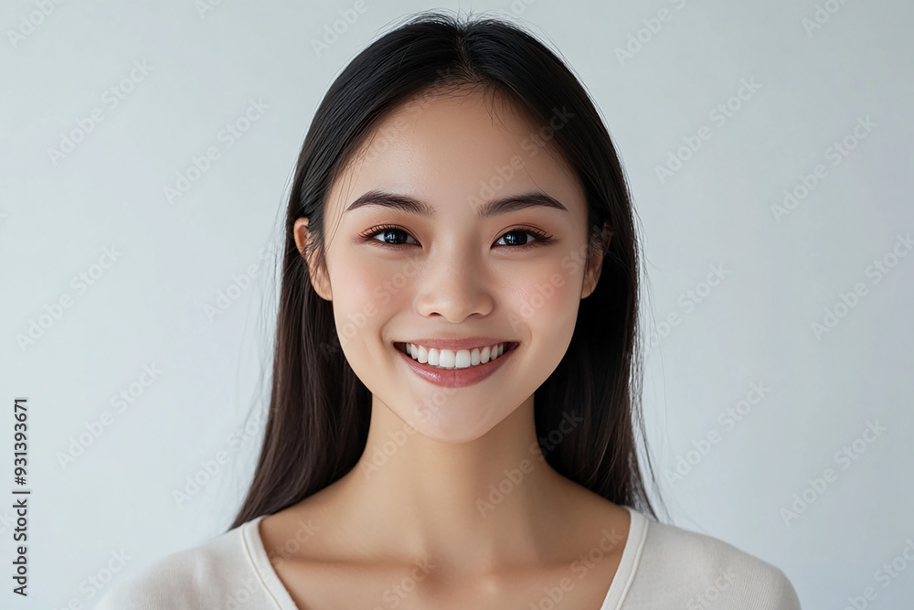 Asian woman positive smile on white background, beauty positive smile Asian woman positive smile on white background, beauty positive smile