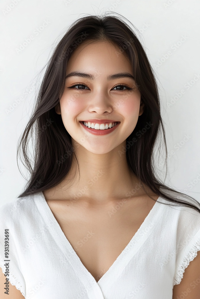 Asian woman positive smile on white background, beauty positive smile Asian woman positive smile on white background, beauty positive smile
