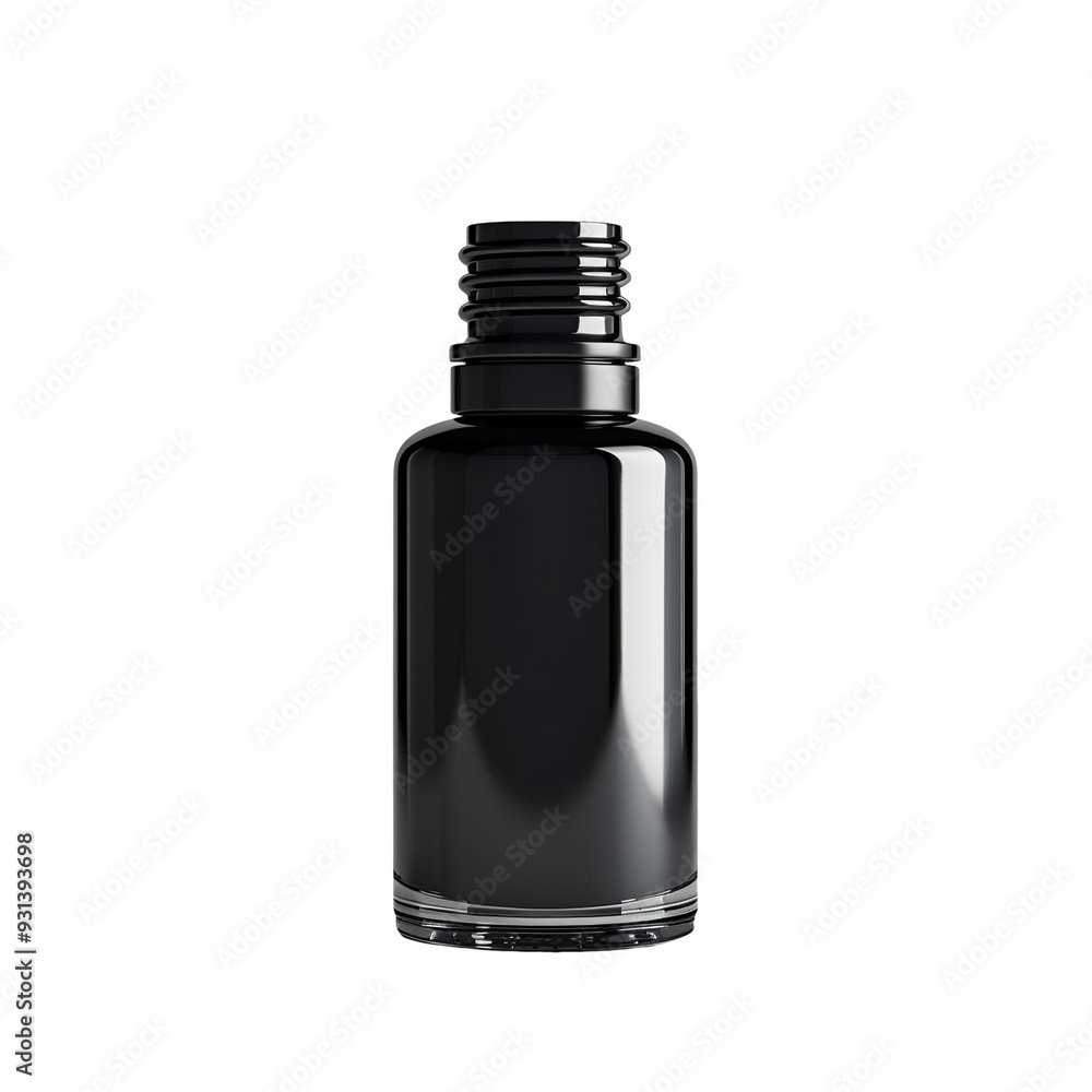 Front view of a black blush bottle with no labels isolated on a white transparent background Front view of a black blush bottle with no labels isolated on a white transparent background