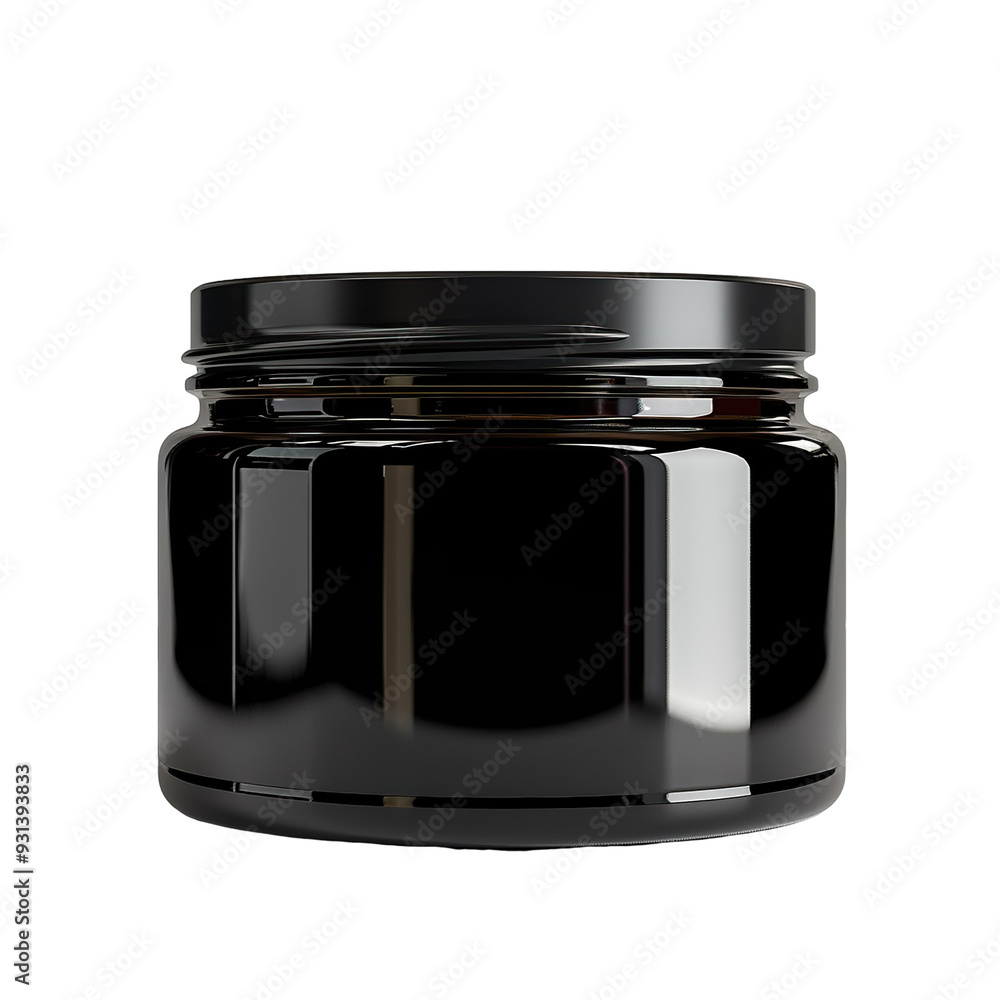 Front view of a black brow pomade bottle with no labels isolated on a white transparent background Front view of a black brow pomade bottle with no labels isolated on a white transparent background