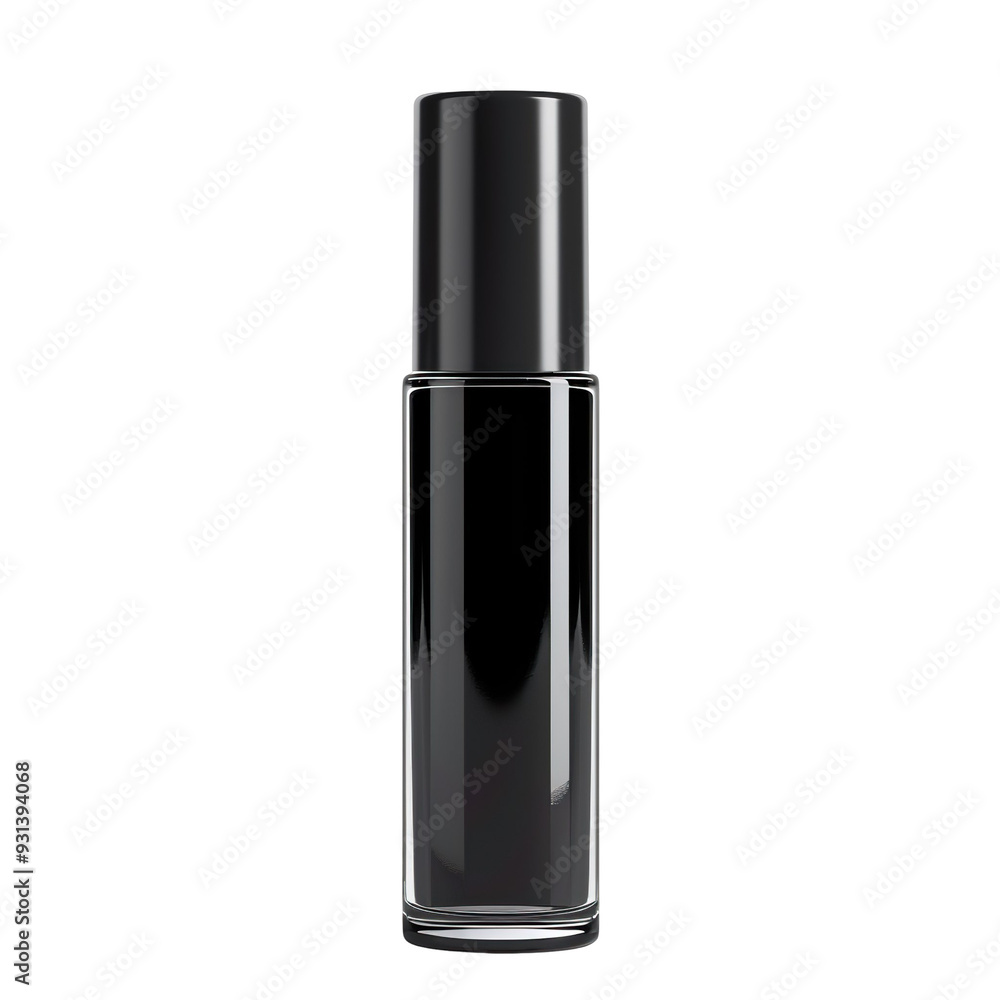 Front view of a black eyeshadow primer bottle with no labels isolated on a white transparent background Front view of a black eyeshadow primer bottle with no labels isolated on a white transparent background