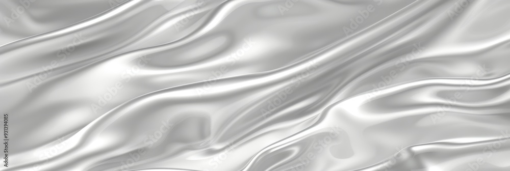 Abstract Background with Luxurious, Flowing Silver Fabric, 3D Rendering of Smooth, Wavy Material Abstract Background with Luxurious, Flowing Silver Fabric, 3D Rendering of Smooth, Wavy Material