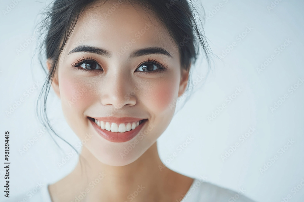 Asian woman positive smile on white background, beauty positive smile Asian woman positive smile on white background, beauty positive smile