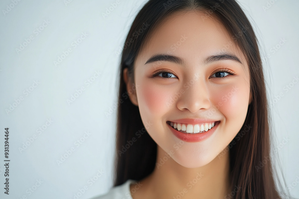 Asian woman positive smile on white background, beauty positive smile Asian woman positive smile on white background, beauty positive smile