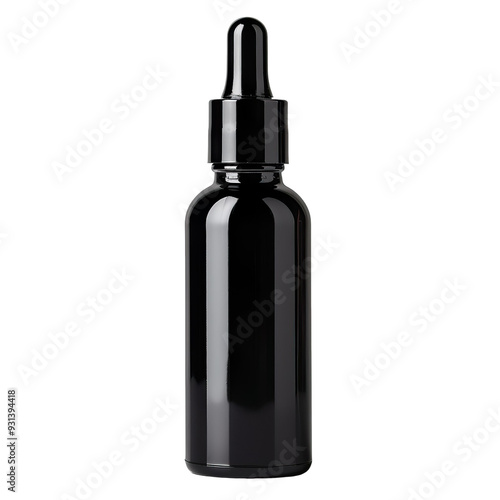 Front view of a black liquid highlighter bottle with no labels isolated on a white transparent background.