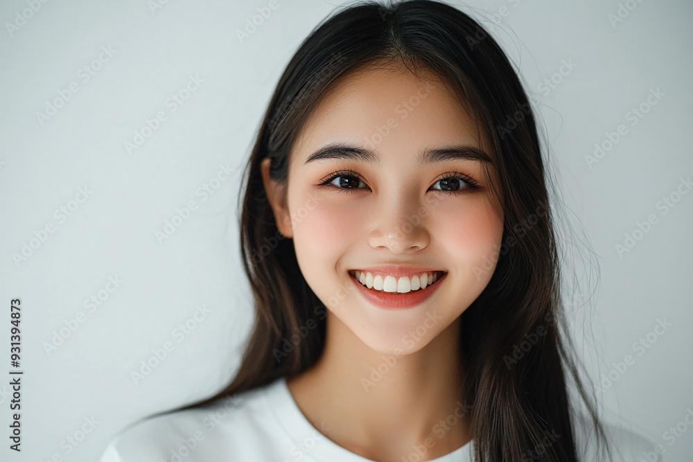 Asian woman positive smile on white background, beauty positive smile Asian woman positive smile on white background, beauty positive smile
