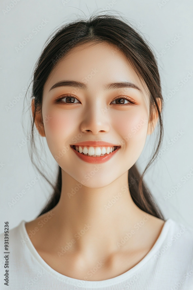 Asian woman positive smile on white background, beauty positive smile Asian woman positive smile on white background, beauty positive smile