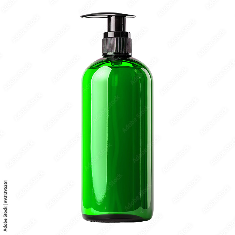 Front view of a Green conditioner bottle with no labels isolated on a white transparent background. Front view of a Green conditioner bottle with no labels isolated on a white transparent background.