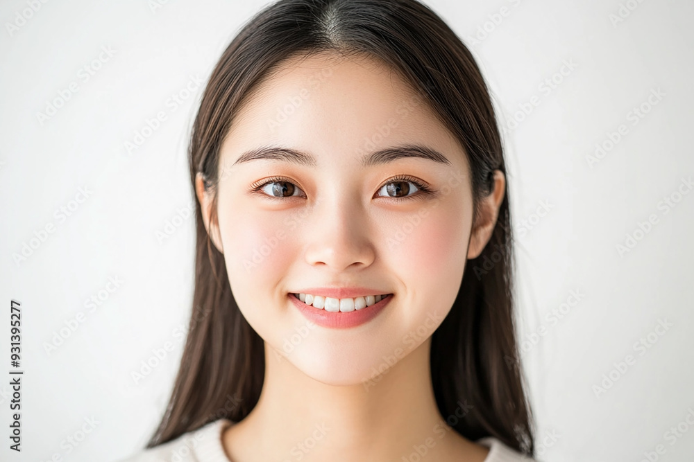 Asian woman positive smile on white background, beauty positive smile Asian woman positive smile on white background, beauty positive smile
