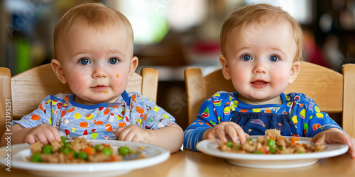 Babies trying sour food, toddlers at lunch