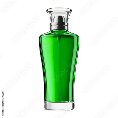 Front view of a Green contour cream bottle with no labels isolated on a white transparent background.