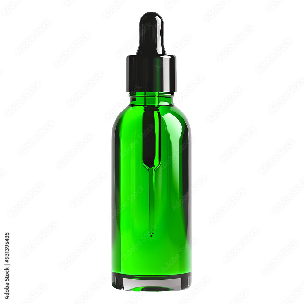 Front view of a Green liquid highlighter bottle with no labels isolated on a white transparent background. Front view of a Green liquid highlighter bottle with no labels isolated on a white transparent background.