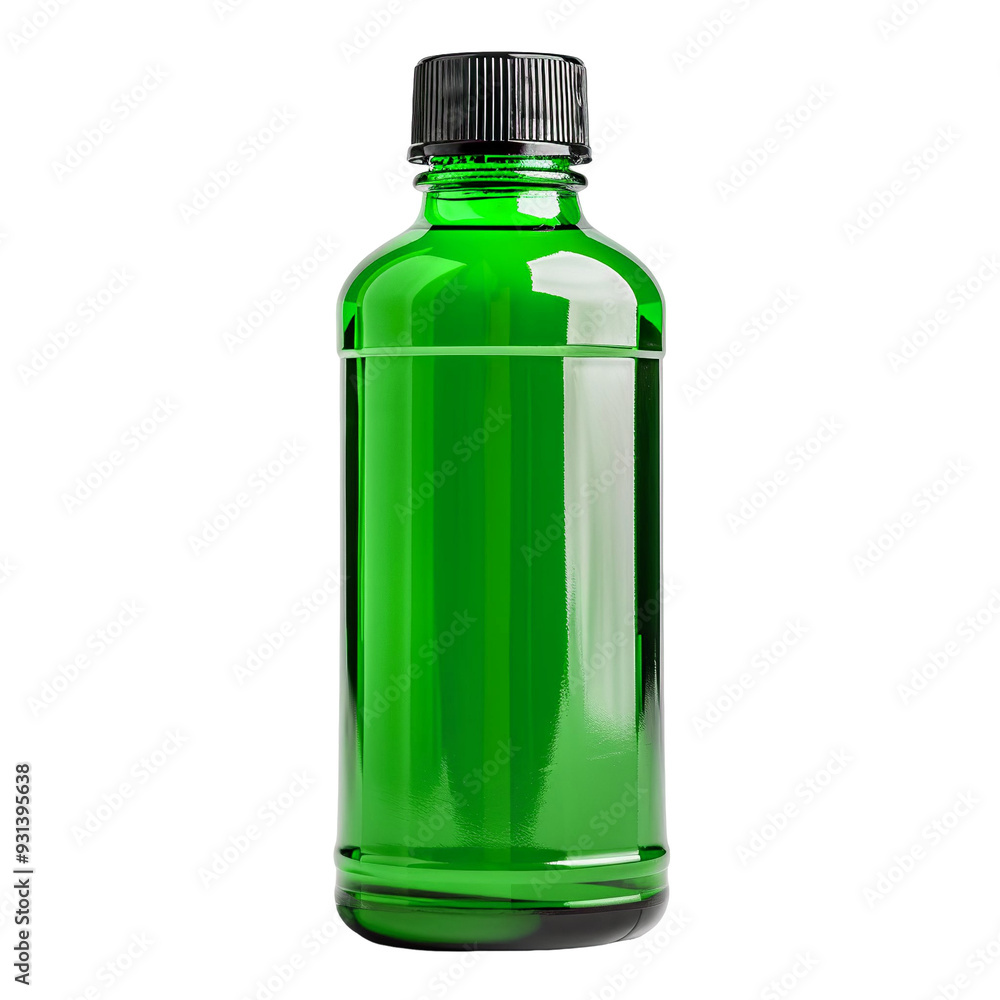 Front view of a Green toning lotion bottle with no labels isolated on a white transparent background. Front view of a Green toning lotion bottle with no labels isolated on a white transparent background.