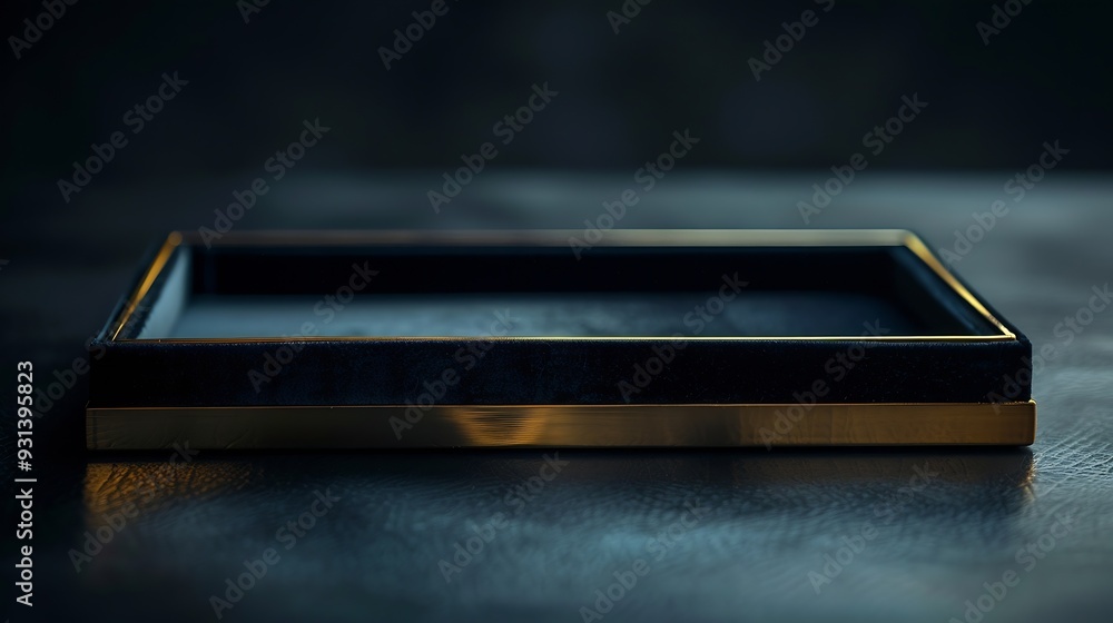 Luxurious Velvet Jewelry Tray with Gold Bar Decoration on Dark Background : Generative AI Luxurious Velvet Jewelry Tray with Gold Bar Decoration on Dark Background : Generative AI