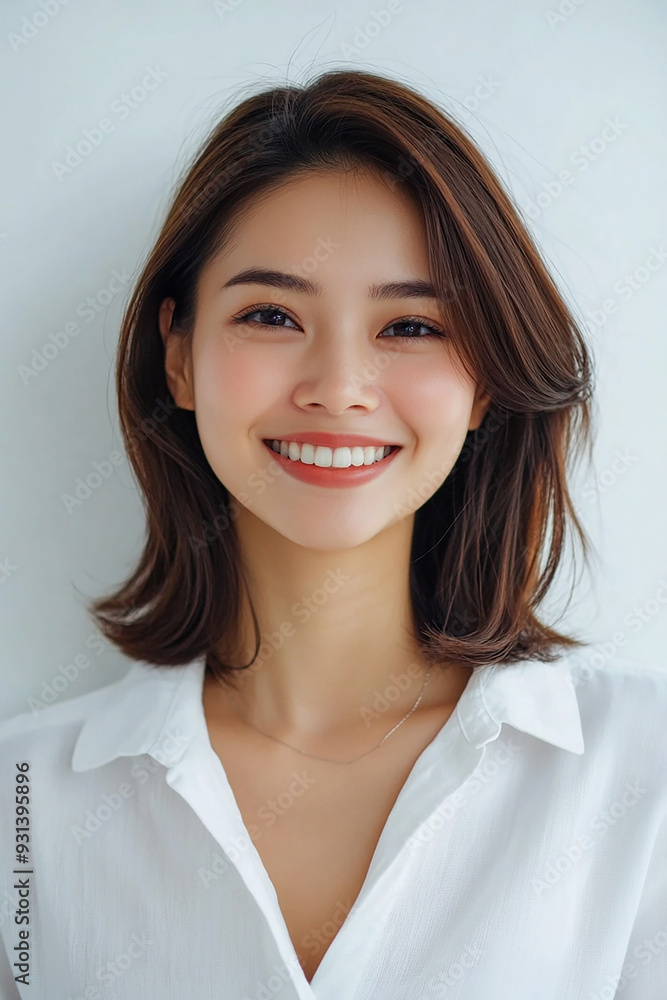 Asian woman positive smile on white background, beauty positive smile Asian woman positive smile on white background, beauty positive smile