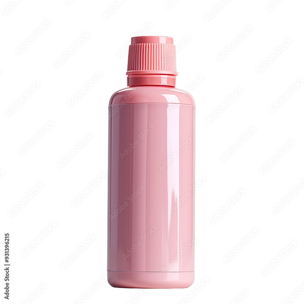 Front view of a light pink toner bottle with no labels isolated on a white transparent background. Front view of a light pink toner bottle with no labels isolated on a white transparent background.