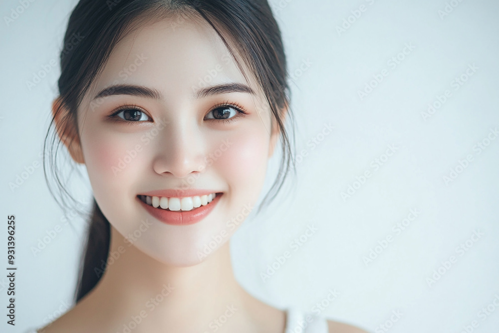 Asian woman positive smile on white background, beauty positive smile Asian woman positive smile on white background, beauty positive smile
