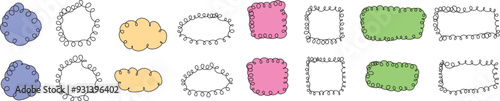 Collection of curly doodle frames in various shapes for playful and whimsical design and illustration