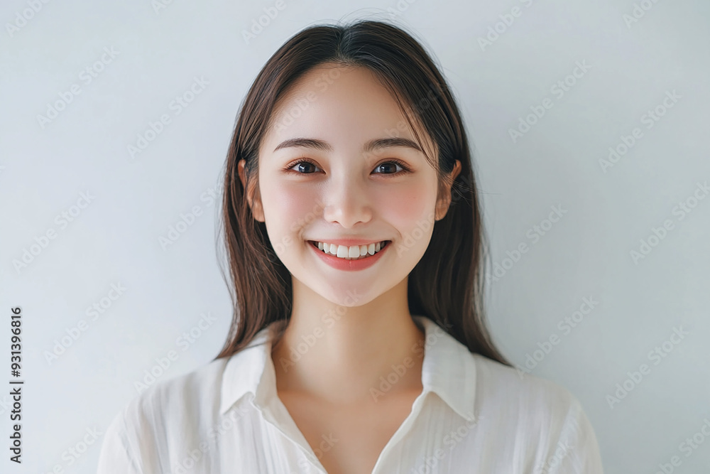 Asian woman positive smile on white background, beauty positive smile Asian woman positive smile on white background, beauty positive smile