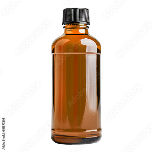 Front view of a orange toning lotion bottle with no labels isolated on a white transparent background