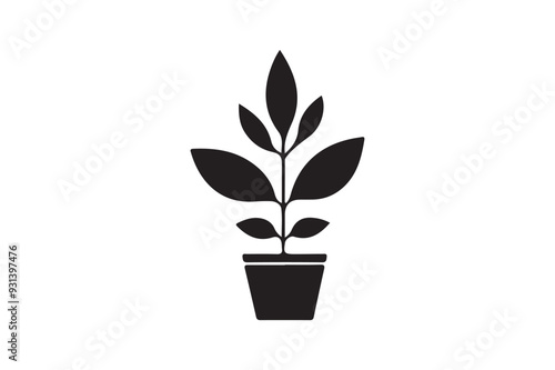 Botanical Beauty Emblematic Plant Icon Silhouette vector art illustration.